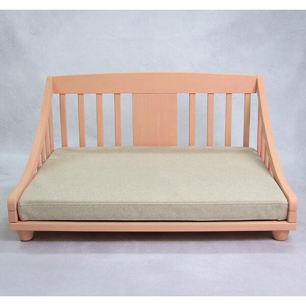 ドッグベッド マット付 Mサイズ ピンク 木製 天然塗料 アクアクリーンマット付