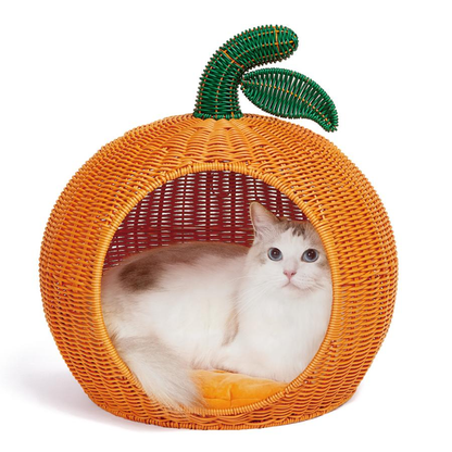 ＶＥＴＲＥＳＫＡ　オレンジ型　ラタンペットベット　猫　ベッド