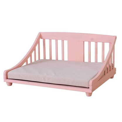 ドッグベッド マット付 Mサイズ ピンク 木製 天然塗料 アクアクリーンマット付