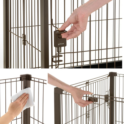 リッチェル　折りたたみアルミサークル　９０ー６０　ブラウン　１８０サイズ